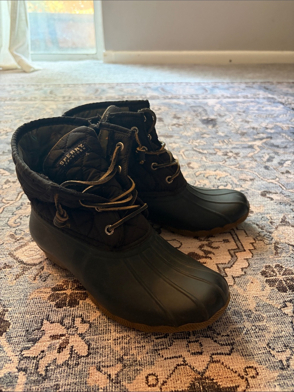 Sperry Women's Black Quilted Lace-Up Duck Boots